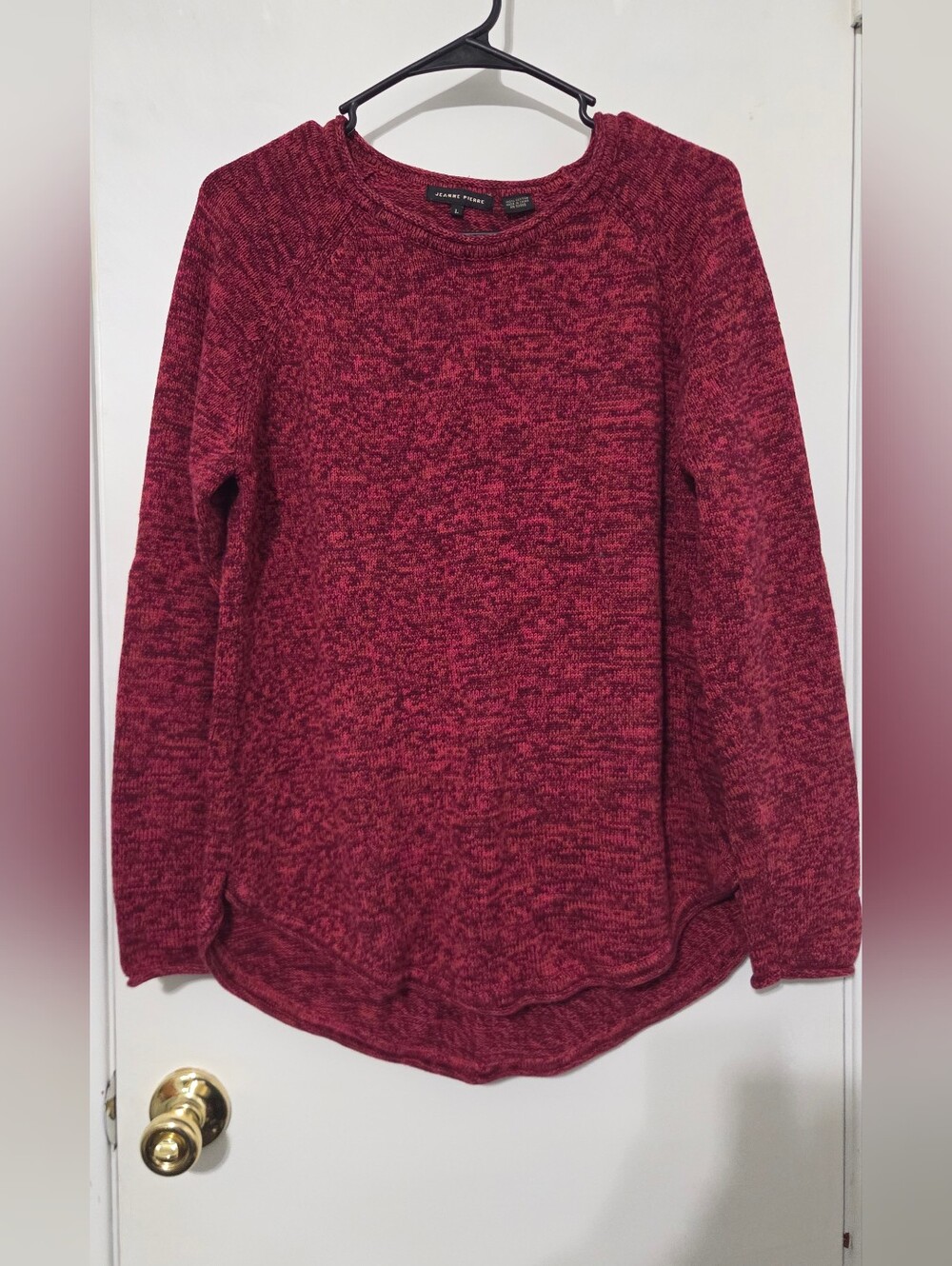 Jeanne Pierre Women’s Burgundy Marled Knit Sweater – Size L